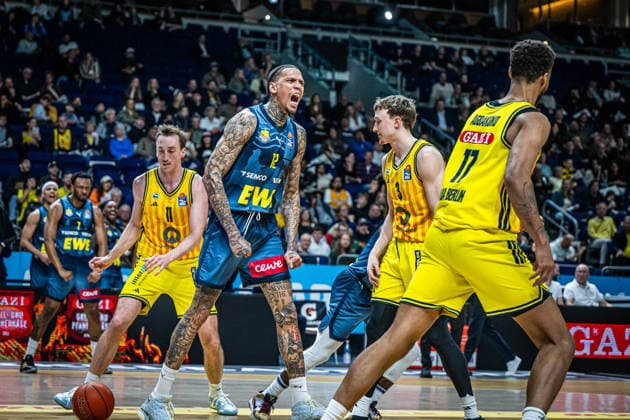 Basketball Berlin 05.04.2026 Saison 2025 2026 EasyCredit BBL 1. Bundesliga Männer, Herren Alba Berlin - EWE Baskets Oldenburg Michale Kyser (Oldenburg, No.12)