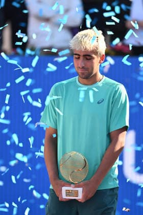 Tiriac Open final, Navone v Merida Daniel Merida of Spain reacts during the Tiriac Open final played against Mariano Navone of Argentina, in Bucharest, April 05, 2026. Alex Nicodim Imago Images Copyright: xAlexxNicodimx