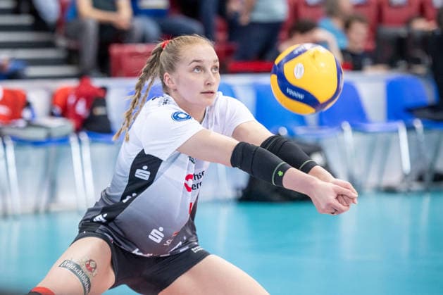 Patricia Nestler (Dresdner SC, 01) GER, Allianz MTV Stuttgart - Dresdner SC, Volleyball Bundesliga, VBL, Spielzeit 2025 2026, Playoffs Halbfinale, Spiel 1, 05.04.2026 GER, Allianz MTV Stuttgart - Dresdner SC, Volleyball Bundesliga, VBL, Spielzeit 2025 2026, Playoffs Halbfinale, Spiel 1, 05.04.2026 Stuttgart Copyright: xSandyxDinkelackerx EP_SDR