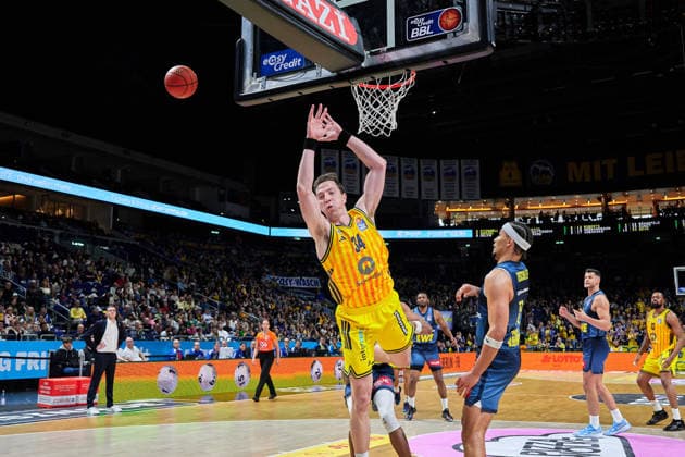Justin Bean (Alba Berlin, 34), GER, ALBA Berlin vs. EWE Baskets Oldenburg, Basketball Herren, easy Credit BBL, Saison 2025 2026, 28. Spieltag, 05.04.2026 GER, ALBA Berlin vs. EWE Baskets Oldenburg, Basketball Herren, easy Credit BBL, Saison 2025 2026, 28. Spieltag, 05.04.2026 Berlin