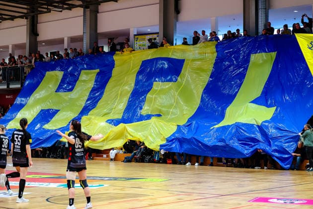 Choreo der Leipziger Fans, Banner, HC Leipzig vs HC Roedertal, Handball, 2. Alsco Handball Bundesliga Frauen, 05. Spieltag, Saison 2025 2026, 05.04.2026, HC Leipzig vs HC Roedertal, Handball, 2. Alsco Handball Bundesliga Frauen, 05. Spieltag, Saison 2025 2026, 05.04.2026 Leipzig Copyright: xEibner-Pressefoto LauraxRoemerx EP_LRR