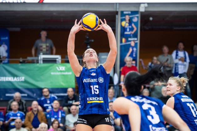 Melani Shaffmaster (Allianz MTV Stuttgart, 15) GER, Allianz MTV Stuttgart - Dresdner SC, Volleyball Bundesliga, VBL, Spielzeit 2025 2026, Playoffs Halbfinale, Spiel 1, 05.04.2026 GER, Allianz MTV Stuttgart - Dresdner SC, Volleyball Bundesliga, VBL, Spielzeit 2025 2026, Playoffs Halbfinale, Spiel 1, 05.04.2026 Stuttgart Copyright: xSandyxDinkelackerx EP_SDR
