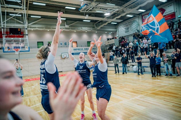 BB-1BL Damen Syntainics MBC Lions - TK Hannover Luchse Anna Alborova (GISA Lions MBC), Alexia Susan Allesch (GISA Lions MBC) waehrend der Saison 2025-2026 im 1. Playoffrunde Spiel 2 unde in der DBBL Toyota Bundesliga Syntainics MBC Lions und TK Hannover Luchse in der SWH Arena am 5. April 2026 in Halle Saale, Sachsen Anhalt, Deutschland