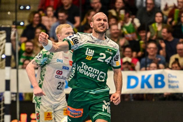 DAIKIN HBL Bundesliga: Frisch Auf! Göppingen - SC Magdeburg; Göppingen, 05.04.2026 Jubel von Marcel Schiller (Frisch Auf Göppingen, 24) nach Siebenmeter ; Göppingen, 05.04.2026 - 27. Spieltag der DAIKIN Handball-Bundesliga, Frisch Auf! Göppingen - SC Magdeburg, EWS-Arena, Göppingen. Copyright: xBEAUTIFULxSPORTS Märklx