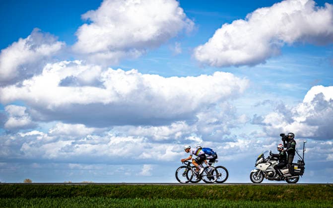 Cycling - 110th Ronde van Vlaanderen World Champion Tadej Pogacar (SLO UAE Team Emirates - XRG) and Mathieu van der Poel (NED Alpecin-Premier Tech) in the descent of the Hotond-berg 110th Ronde van Vlaanderen (1.UWT) - One day race from Antwerp to Oudenaarde Belgium - 278,2km Photo: Stijn Bastens CC Antwerp Belgium  Copyright: xContentxCurationx StijnxBastensx xCCx