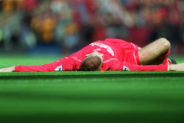 Liverpool V Bradford City, Premier League Steven Gerrard of Liverpool moody during the Premier League match between Liverpool and Bradford City at Anfield on August 19, 2000 in Liverpool, England. Liverpool Anfield England United Kingdom Copyright: xAllstarxPicturexLibraryxLtdx