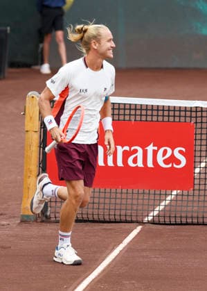 HOUSTON, TX - APRIL 05: Rafael Matos (BRA) warms up during the doubles finals of the Men™s Clay Court Championship on April 5, 2026 at River Oaks Country Club in Houston, Texas. (Photo by Leslie Plaza Johnson Icon Sportswire) TENNIS: APR 05 US Men s Clay Court Championship EDITORIAL USE ONLY Icon260405011