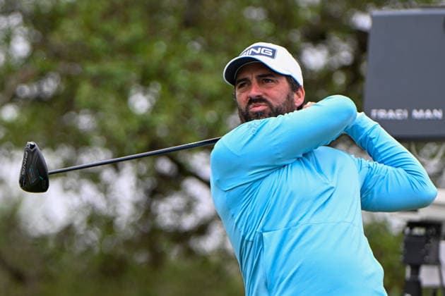 SAN ANTONIO, TX - APRIL 05: John Parry (ENG) watches his tee shot on 2 during the third round of the Valero Texas Open on April 5, 2026, at the AT&T Oaks Course at TPC San Antonio, San Antonio, Texas. (Photo by Ken Murray Icon Sportswire) GOLF: APR 05 PGA, Golf Herren Valero Texas Open EDITORIAL USE ONLY Icon2604050094