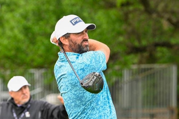 SAN ANTONIO, TX - APRIL 05: John Parry (ENG) watches his tee shot on 17 during the third round of the Valero Texas Open on April 5, 2026, at the AT&T Oaks Course at TPC San Antonio, San Antonio, Texas. (Photo by Ken Murray Icon Sportswire) GOLF: APR 05 PGA, Golf Herren Valero Texas Open EDITORIAL USE ONLY Icon2604050264