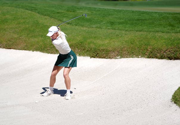 LAS VEGAS, NV - APRIL 05: LPGA, Golf Damen golfer Charley Hull hits out of a fairway bunker on the 14th hole during the final round of the Aramco Championship on April 5, 2026, at Shadow Creek Golf Course in Las Vegas, Nevada. (Photo by Brian Spurlock Icon Sportswire) GOLF: APR 05 LPGA Aramco Championship EDITORIAL USE ONLY Icon26040585