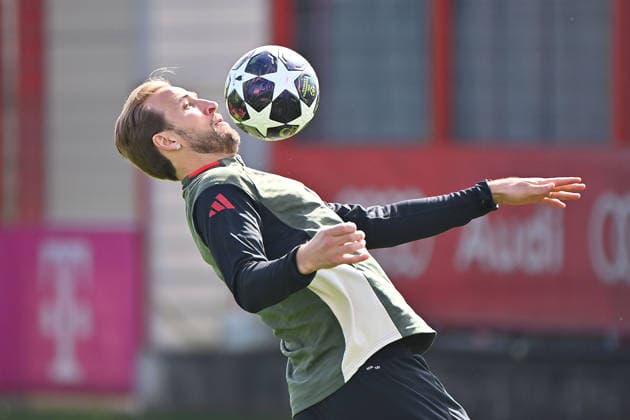 Harry KANE (Bayern Muenchen) am Ball,Aktion. Abschlusstraining am 06.04.2026. Fussball Champions League,Saison 2025 26, Viertelfinale Real Madrid - FC Bayern-Muenchen. Â