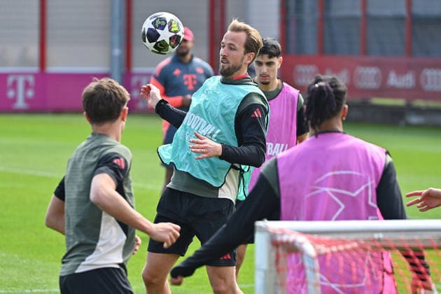 Harry KANE (Bayern Muenchen), am Ball,Akion. Abschlusstraining am 06.04.2026. Fussball Champions League,Saison 2025 26, Viertelfinale Real Madrid - FC Bayern-Muenchen. Â