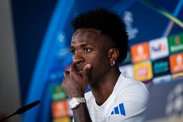 REAL MADRID V BAYERN MUNCHEN. CHAMPIONS LEAGUE 2025 2026. QUARTER-FINALS. 1ST LEG. Real Madrid CF s Vinicius Junior during the press conference, PK, Pressekonferenz prior to the Champions League Quarter-finals, first leg against Bayern Munchen. April 6, 2026. (ALTERPHOTOS Tomas Garrido) MadridSpain  Copyright: xTomasxGarridox