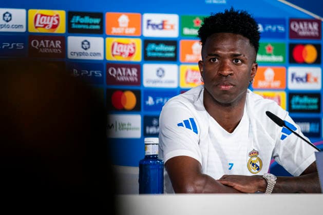 REAL MADRID V BAYERN MUNCHEN. CHAMPIONS LEAGUE 2025 2026. QUARTER-FINALS. 1ST LEG. Real Madrid CF s Vinicius Junior during the press conference, PK, Pressekonferenz prior to the Champions League Quarter-finals, first leg against Bayern Munchen. April 6, 2026. (ALTERPHOTOS Tomas Garrido) MadridSpain  Copyright: xTomasxGarridox