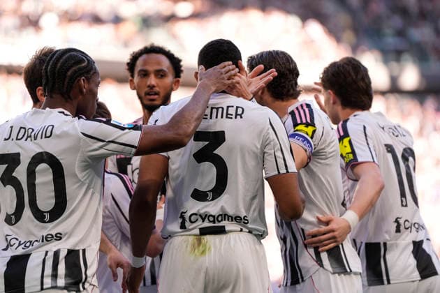 Juventus™ Bremer celebrates after scoring the 1-0 goal for his team during the Serie A soccer match between Juventus Fc and Genoa the Juventus Stadium in Turin, north west Italy - April 6, 2026. - Soccer  Copyright: xFabioxFerrari LaPressex