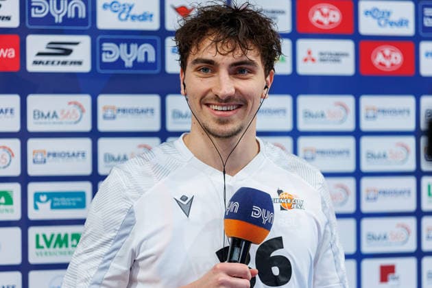 Kristofer Krause (Science City Jena, 36), Einzelbild, Einzelfoto, Portrait, Portraet, vor Spielbeginn, Interview, dyn, BMA365 Bamberg Baskets vs. Science City Jena, Basketball, easyCredit BBL, 28. Spieltag, 06.04.2026 BMA365 Bamberg Baskets vs. Science City Jena, Basketball, easyCredit BBL, 28. Spieltag, 06.04.2026 Bamberg Copyright: xEibner-Pressefoto G.xSantemizx EP_EER