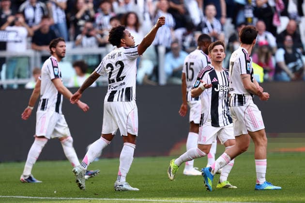 Weston Mckennie (Juventus Fc) celebrates after scoring his team s second goal, Serie A, Juventus FC v Genoa CFC , Allianz Stadium, April 6, 2026, Turin, Italy.