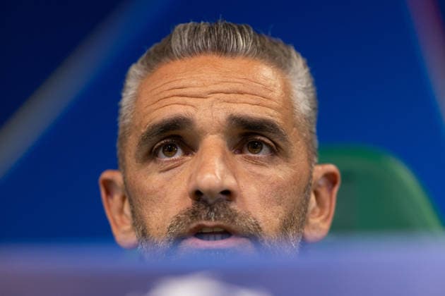 April 6, 2026, Lisbon, Lisbon, Portugal: Sporting head coach from Portugal RUI BORGES during the press conference, PK, Pressekonferenz before the UEFA Champions League between Sporting and Arsenal at Estadio Jose de Alvalade Soccer 2026: Pre-Game Press Conference  - ZUMAs359 20260406_zsp_s359_019 Copyright: xAlexandrexdexSousax