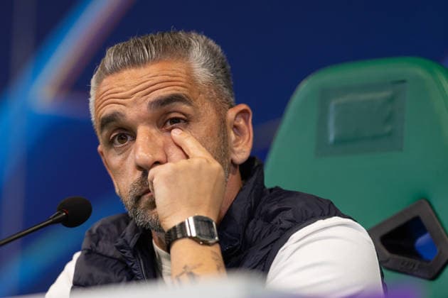 April 6, 2026, Lisbon, Lisbon, Portugal: Sporting head coach from Portugal RUI BORGES during the press conference, PK, Pressekonferenz before the UEFA Champions League between Sporting and Arsenal at Estadio Jose de Alvalade Soccer 2026: Pre-Game Press Conference  - ZUMAs359 20260406_zsp_s359_035 Copyright: xAlexandrexdexSousax