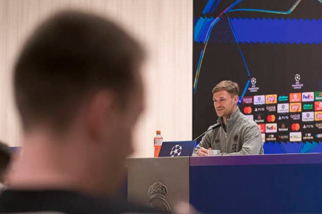 Bayern Munich press conference, PK, Pressekonferenz prior UEFA Champions League 2025 26 Quarter-Final First Leg MADRID, SPAIN - APRIL 6: Joshua Kimmich, of Bayern Munich, is seen Santiago Bernabeu stadium ahead of the UEFA Champions League 2025 26 Quarter-Final First Leg against Real Madrid CF at estadio Santiago BernabÃ u on April 6, 2026 in Madrid, Spain. Valdebebas Ciudad Real Madrid Madrid Spain Madrid Madrid Spain Copyright: xAlejandroxMatiasx