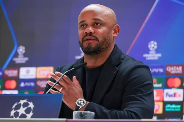 Chef-Trainer Vincent Kompany (FC Bayern Muenchen) gestikuliert, Pressekonferenz, FC Bayern Muenchen, Fussball, Maenner, UEFA Champions League, Saison 2025 2026, Pressekonferenz vor dem Viertelfinal-Hinspiel (Quarter Finals 1st Leg) gegen Real Madrid, 06.04.2026 Madrid Madrid Spanien
