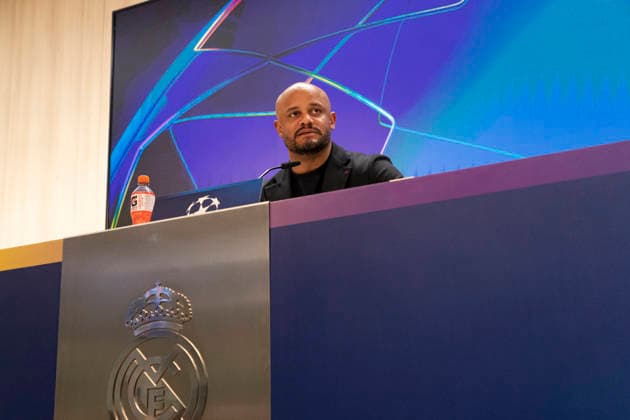 Bayern Munich press conference, PK, Pressekonferenz prior UEFA Champions League 2025 26 Quarter-Final First Leg MADRID, SPAIN - APRIL 6: Vicent Kompany, head coach of Bayern Munich, is seen during the press conference ahead of the UEFA Champions League 2025 26 Quarter-Final First Leg against Real Madrid CF at Santiago Bernabeu stadium on April 6, 2026 in Madrid, Spain. Valdebebas Ciudad Real Madrid Madrid Spain Madrid Madrid Spain Copyright: xALEJANDROxMATIASx