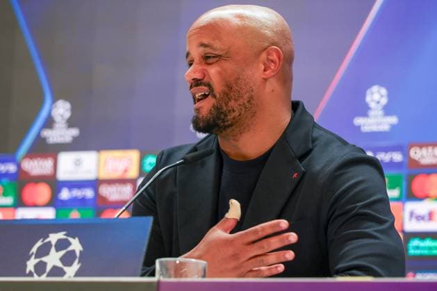 Chef-Trainer Vincent Kompany (FC Bayern Muenchen) gestikuliert, Pressekonferenz, FC Bayern Muenchen, Fussball, Maenner, UEFA Champions League, Saison 2025 2026, Pressekonferenz vor dem Viertelfinal-Hinspiel (Quarter Finals 1st Leg) gegen Real Madrid, 06.04.2026 Madrid Madrid Spanien