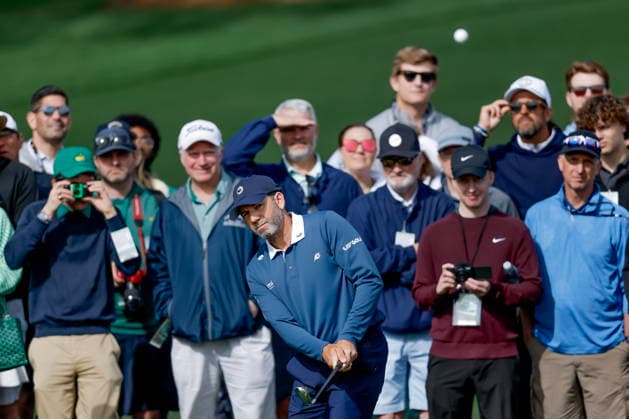 Masters Tournament - practice round Sergio Garcia of Spain chips onto the green at the second hole during a practice round for the 2026 Masters Tournament at the Augusta National Golf Club in Augusta, Georgia, USA, 06 April 2026. The Masters golf tournament begins 09 April 2026. AUGUSTA GEORGIA United States  Copyright: xERIKxS.xLESSERx