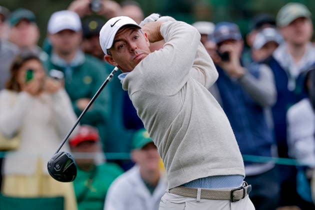 Masters Tournament - practice round Rory McIlroy of Northern Ireland tees off on the eighth hole during a practice round for the 2026 Masters Tournament at the Augusta National Golf Club in Augusta, Georgia, USA, 06 April 2026. The Masters golf tournament begins 09 April 2026. AUGUSTA GEORGIA United States  Copyright: xERIKxS.xLESSERx