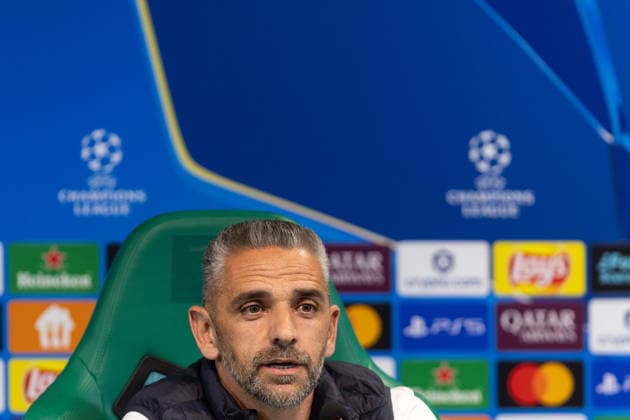 April 6, 2026, Lisbon, Lisbon, Portugal: Sporting head coach from Portugal RUI BORGES during the press conference, PK, Pressekonferenz before the UEFA Champions League between Sporting and Arsenal at Estadio Jose de Alvalade Soccer 2026: Pre-Game Press Conference  - ZUMAs359 20260406_zsp_s359_111 Copyright: xAlexandrexdexSousax