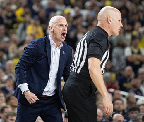 April 6, 2026, Indianapolis, Indiana, USA: UConn head coach Dan Hurley reacts in the second half against Michigan during the NCAA, College League, USA Mens Basketball Championship. Michigan went on to win 69-63. Monday, April 7, 2026. Indiana Sports - April 6, 2026  - ZUMAr44_ 20260406_zsp_r44_020 Copyright: xThomasxJ.xRussox