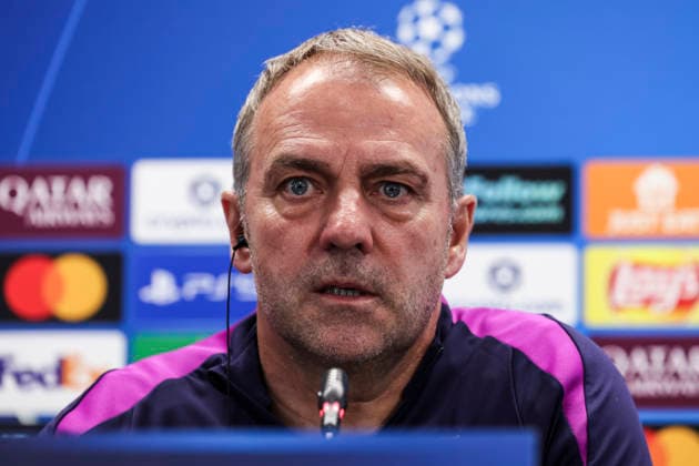 April 7, 2026, Sant Joan Despi, Barcelona, SPAIN: Hansi Flick, head coach of FC Barcelona, Barca attends his press conference, PK, Pressekonferenz during the training day of FC Barcelona ahead the UEFA Champions League 2025 26, Quarter-finals First Leg, football match against Atletico de Madrid at Ciudad Esportiva Joan Gamper on April 07, 2026 in Sant Joan Despi, Barcelona, Spain. Sant Joan Despi SPAIN - ZUMAa181 20260407_zaa_a181_078 Copyright: xJavierxBorregox