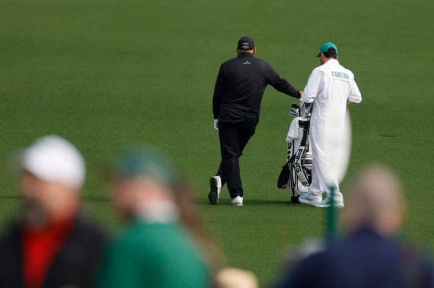 Ángel Cabrera of Argentina waits to hit his second shot on the 8th hole during a practice round on the Tuesday before The Masters Tournament at Augusta National Golf Club on Tuesday, April 7, 2026 in Augusta, Georgia.  AUG20260407108 JOHNxANGELILLO