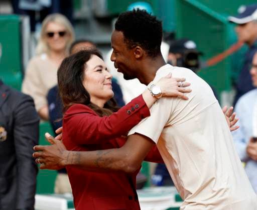 Monte-Carlo Rolex Master Tennis PHOTOPQR NICE MATIN Dylan Meiffret ; Roquebrune Cap-Martin ; 07 04 2026 ; 119e edition du Rolex Monte-Carlo Masters de Tennis. Matchs du 4e jour. ICI : match entre le francais Gael Monfils et le kazakhstanais Alexander bublik ICI : Gael Monfils pour son dernier match a Monte-Carlo avec Melanie-Antoinette De Massy Rolex Monte-Carlo Masters at Monte-Carlo Country Club on April 7, 2026 in Monte-Carlo.