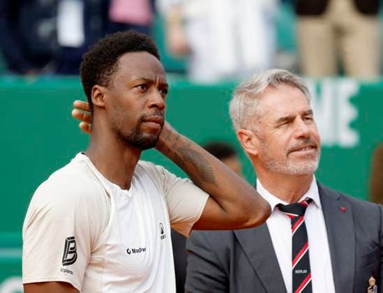 Monte-Carlo Rolex Master Tennis PHOTOPQR NICE MATIN Dylan Meiffret ; Roquebrune Cap-Martin ; 07 04 2026 ; 119e edition du Rolex Monte-Carlo Masters de Tennis. Matchs du 4e jour. ICI : match entre le francais Gael Monfils et le kazakhstanais Alexander bublik ICI : Gael Monfils pour son dernier match a Monte-Carlo Rolex Monte-Carlo Masters at Monte-Carlo Country Club on April 7, 2026 in Monte-Carlo.