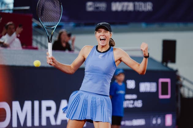 TENNIS - WTA, Tennis Damen Upper Austria Ladies Linz LINZ,AUSTRIA,07.APR.26 - TENNIS - WTA Tour, Upper Austria Ladies Linz. Image shows the rejoicing of Lilli Tagger (AUT).  GEPAxpictures xAlexanderxSolc