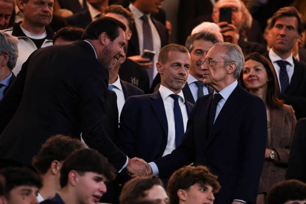 UEFA Champions League 2025 2026 quarter-final, Real Madrid FC Bayern Munich, at Estadio Bernabeu in Madrid Spain April 07, 2026, Madrid, Madrid, Spain: Florentino Perez of Real Madrid during the UEFA Champions League 2025 2026 quarter-final, Real Madrid FC Bayern Munich, at Estadio Bernabeu in Madrid Spain Madrid Madrid Spain Copyright: xAlejandroxMatiasx