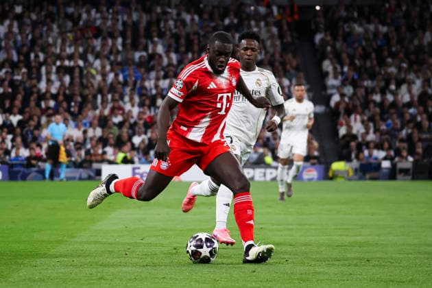 UEFA Champions League 2025 2026 quarter-final, Real Madrid FC Bayern Munich, at Estadio Bernabeu in Madrid Spain April 07, 2026, Madrid, Madrid, Spain: Upamecano of Bayern Munich during the UEFA Champions League 2025 2026 quarter-final, Real Madrid FC Bayern Munich, at Estadio Bernabeu in Madrid Spain Madrid Madrid Spain Copyright: xAlejandroxMatiasx