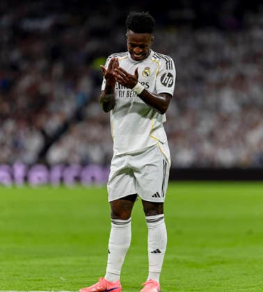 07.04.2026, Fussball UEFA Championsleague 2025 2026: Viertelfinale, Real Madrid - FC Bayern München, im Estadio Bernabeu in Madrid (Spanien), Vinicius Junior (Real Madrid) unzufrieden.