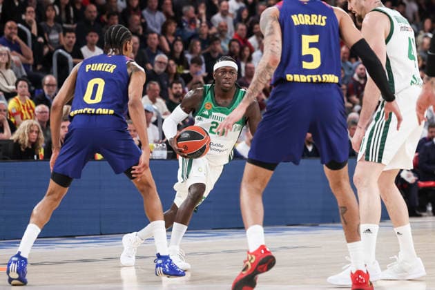April 7, 2026, Barcelona, Barcelona, Spain: Kendrick Nunn of Panathinaikos Aktor Athens in action during the EuroLeague Regular Season Round 36 match played between FC Barcelona, Barca and Panathinaikos Aktor Athens at Palau Blaugrana on April 07, 2026 in Barcelona, Spain. Barcelona Spain - ZUMAa181 20260407_zaa_a181_261 Copyright: xJavierxBorregox