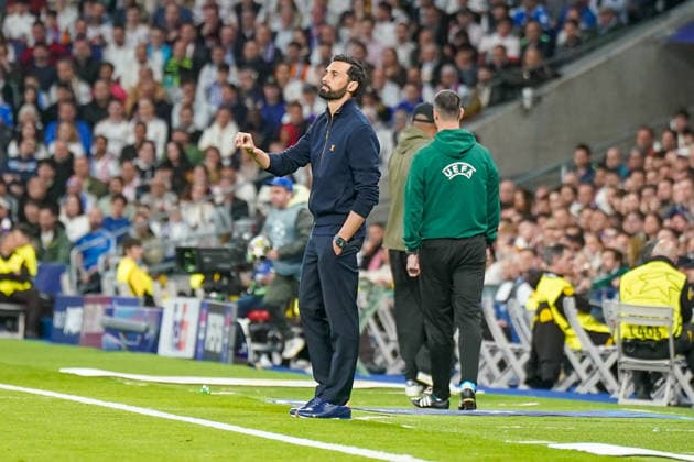 Spanien: Fussball UEFA Champions League 2025 2026, Viertelfinale - Real Madrid vs FC Bayern München - Bernabeu (Madrid): Alvaro Arbeloa (Trainer, Real Madrid) Copyright: xJOERANxSTEINSIEKx