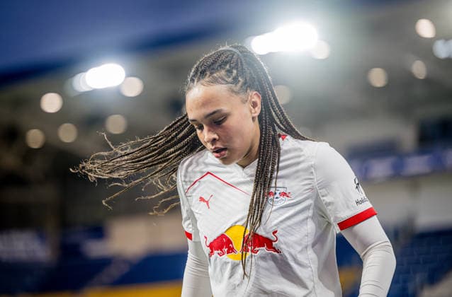 Leipzigs Lisa Baum. Fussball 1. Frauen Bundesliga, 22. Spieltag: FC Carl Zeiss Jena - RB Leipzig. 27. Maerz 2026: Jena, Ernst-Abbe-Sportfeld. FC Carl Zeiss Jena - RB Leipzig *** Leipzigs Lisa Baum Soccer 1 Womens Bundesliga, 22 Matchday FC Carl Zeiss Jena RB Leipzig 27 March 2026 Jena, Ernst Abbe Sportfeld FC Carl Zeiss Jena RB Leipzig