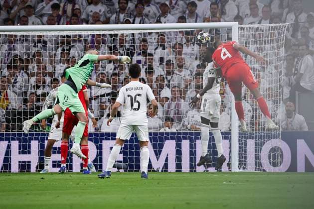 UEFA Champions League quarterfinal first leg soccer match Real Madrid vs Bayern Munich at Santiago Bernabeu stadium in Madrid, Spain. 07 April 2026 Lunin 900 Cordon Press  900 CordonxPress LOF - Champions League Real Madrid vs Bayern Munich