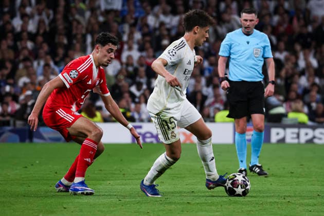 UEFA Champions League 2025 2026 quarter-final, Real Madrid FC Bayern Munich, at Estadio Bernabeu in Madrid Spain April 07, 2026, Madrid, Madrid, Spain: Arda Guler of Real Madrid during the UEFA Champions League 2025 2026 quarter-final, Real Madrid FC Bayern Munich, at Estadio Bernabeu in Madrid Spain Madrid Madrid Spain Copyright: xAlejandroxMatiasx