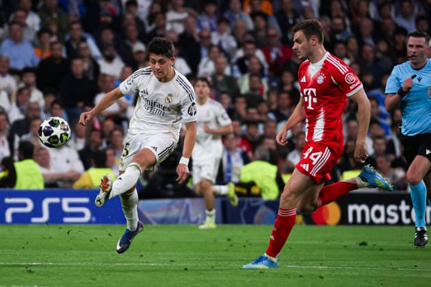 UEFA Champions League 2025 2026 quarter-final, Real Madrid FC Bayern Munich, at Estadio Bernabeu in Madrid Spain April 07, 2026, Madrid, Madrid, Spain: Arda Guler of Real Madrid during the UEFA Champions League 2025 2026 quarter-final, Real Madrid FC Bayern Munich, at Estadio Bernabeu in Madrid Spain Madrid Madrid Spain Copyright: xAlejandroxMatiasx