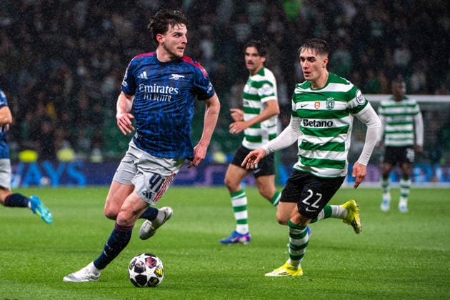 April 7, 2026, Lisbon, Lisbon, Portugal: LISBON, PORTUGAL - APRIL 07: DECLAN RICE of Arsenal is seen on action during the the UEFA Champions League 2025 26 Quarter-Final First Leg match between Sporting Clube de Portugal and Arsenal FC at Estadio Jose Alvalade on April 07, 2026 in Lisbon, Portugal. Sporting CP X Arsenal - UEFA Champions League 2025 26  - ZUMAl192 20260407_zsp_l192_031 Copyright: xMiguelxLemosx