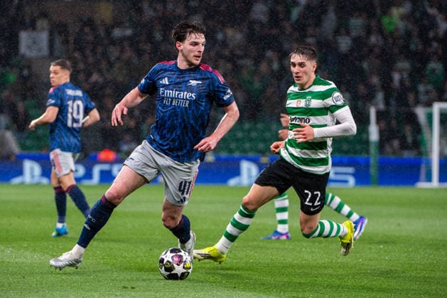 April 7, 2026, Lisbon, Lisbon, Portugal: LISBON, PORTUGAL - APRIL 07: DECLAN RICE of Arsenal is seen on action during the the UEFA Champions League 2025 26 Quarter-Final First Leg match between Sporting Clube de Portugal and Arsenal FC at Estadio Jose Alvalade on April 07, 2026 in Lisbon, Portugal. Sporting CP X Arsenal - UEFA Champions League 2025 26  - ZUMAl192 20260407_zsp_l192_036 Copyright: xMiguelxLemosx