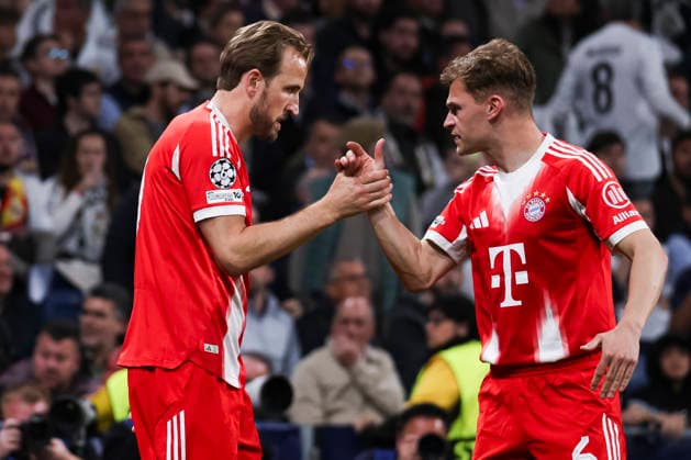 UEFA Champions League 2025 2026 quarter-final, Real Madrid FC Bayern Munich, at Estadio Bernabeu in Madrid Spain April 07, 2026, Madrid, Madrid, Spain: Harry Kave of Bayern Munich celebrates his goal wit his teammates during the UEFA Champions League 2025 2026 quarter-final, Real Madrid FC Bayern Munich, at Estadio Bernabeu in Madrid Spain Madrid Madrid Spain Copyright: xAlejandroxMatiasx