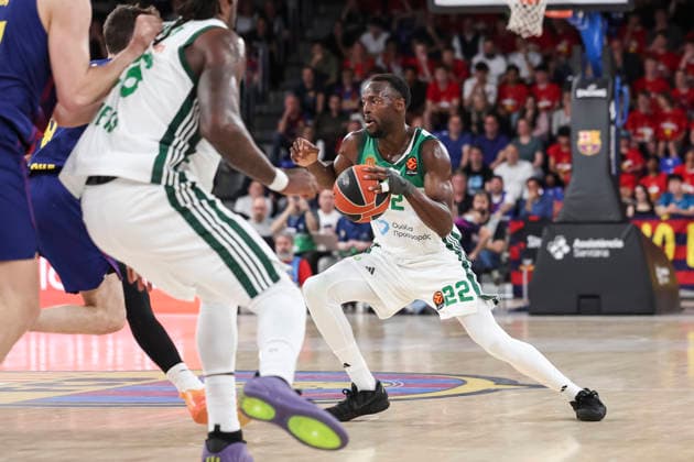 April 7, 2026, Barcelona, Barcelona, Spain: Jerian Grant of Panathinaikos Aktor Athens in action during the EuroLeague Regular Season Round 36 match played between FC Barcelona, Barca and Panathinaikos Aktor Athens at Palau Blaugrana on April 07, 2026 in Barcelona, Spain. Barcelona Spain - ZUMAa181 20260407_zaa_a181_317 Copyright: xJavierxBorregox