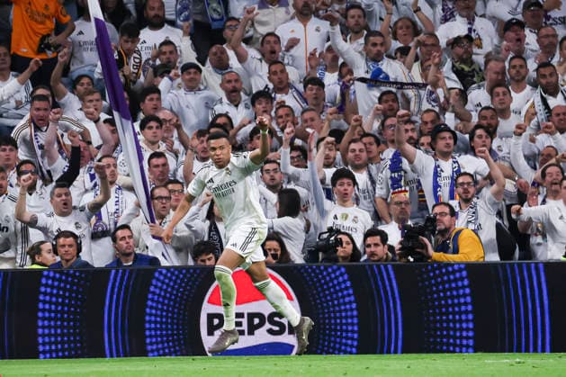 UEFA Champions League 2025 2026 quarter-final, Real Madrid FC Bayern Munich, at Estadio Bernabeu in Madrid Spain April 07, 2026, Madrid, Madrid, Spain: Kylian Mbappe of Real Madrid celebrates his goal during the UEFA Champions League 2025 2026 quarter-final, Real Madrid FC Bayern Munich, at Estadio Bernabeu in Madrid Spain Madrid Madrid Spain Copyright: xAlejandroxMatiasx